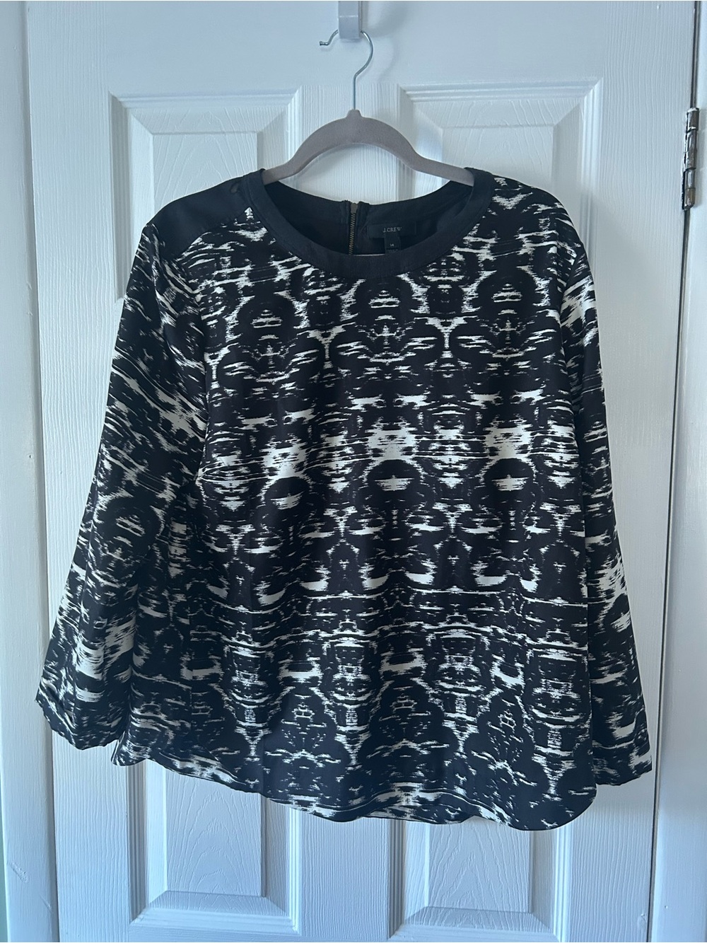 J. Crew Black and White Patterned Dress Top